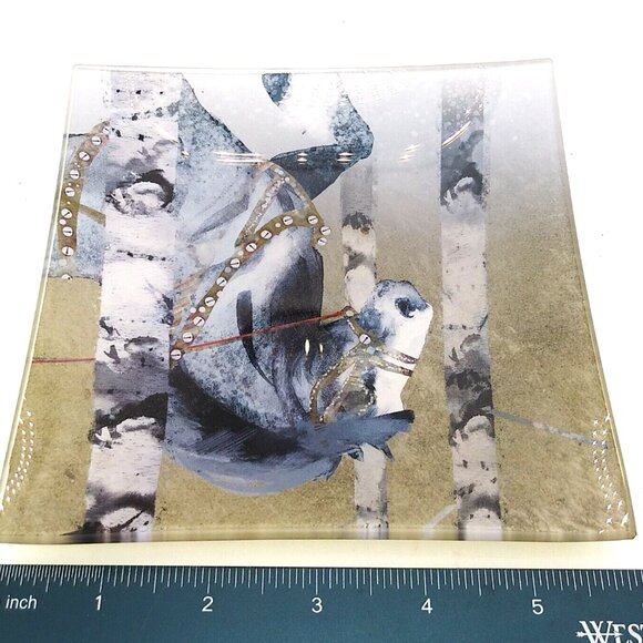 ONE 6" Paperproducts Design Anthony Morrow Sleigh bells horse Coaster Tray Plate - Picture 6 of 6